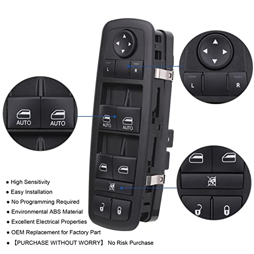 Aiyigu Power Window Switch Main Control Button Compatible With 2016-2018 Dodge Ram 4-Door, 11-16 Dodge Charger, 11-17 Dodge Journey, 15-21 Jeep Cherokee,15-17 Chrysler 200 Cs Replaces Oem 68231805Aa #TOP4