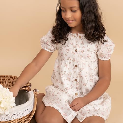 MakeMake Organics GOTS Organic Cotton Dress Girls Twirly Puff Sleeve Dress Short Sleeve Toddler Newborn to 5 Years3