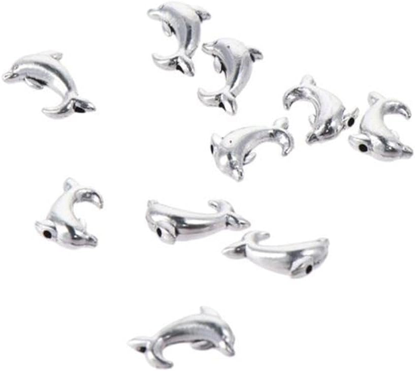 100Pcs Plated Dolphins Charms Antique Dolphin Spacer Beads Tibetan Vintage Dolphin Charm for DIY Necklace Jewelry Making - Image 3
