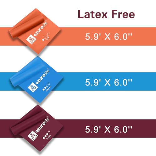 Image of A AZURELIFE Resistance Bands,Professional Long Non-Latex Elastic Stretch Bands,Exercise Bands for Physical Therapy, Yoga, Pilates, Rehab, at-Home or The Gym Workouts, Strength Training