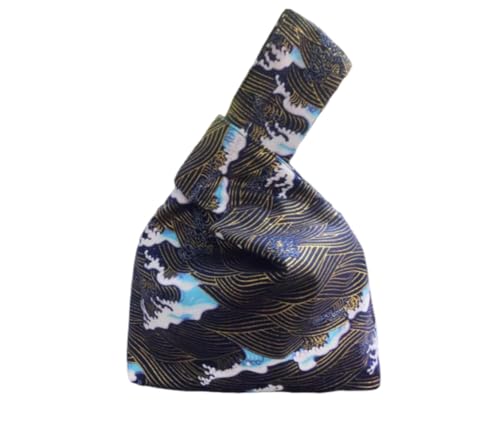 Bolsa de muñeca impermeable con diseño de kimono japonés, bolso de mano, bolso de mano, cartera portátil para mujer (onda), multicolor, M