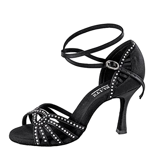 Chaussures de danse en satin noir Rummos Elite Eris pour perfectionner votre tango en salon