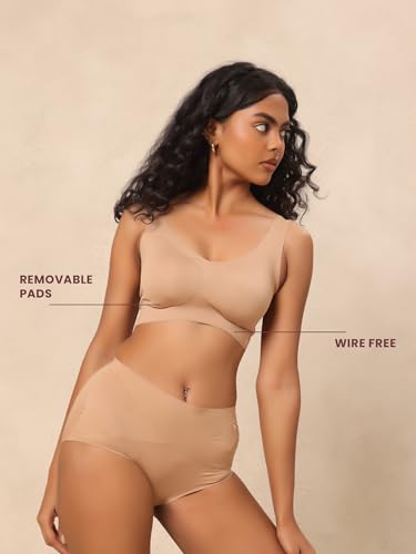 Image of Krvvy Ultrasoft Bralette | Wireless and Seamless Everyday Bra for Women | Full Coverage Slip-On Bralette with Removable Pads | Lightweight Comfort Fit