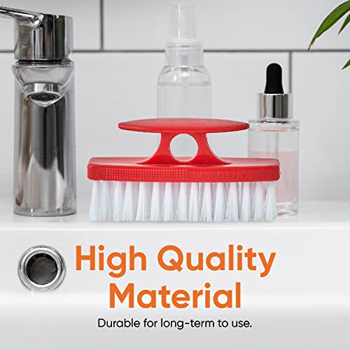 Superio Nail Brush Set (3 Pack) Cleaner With Handle - Durable Brush Scrubber To Clean Toes, Fingernails, Hand Scrubber All Surface Cleaning, Heavy Duty Scrub Brush Stiff Bristles, Easy To Hold (Red) #TOP2