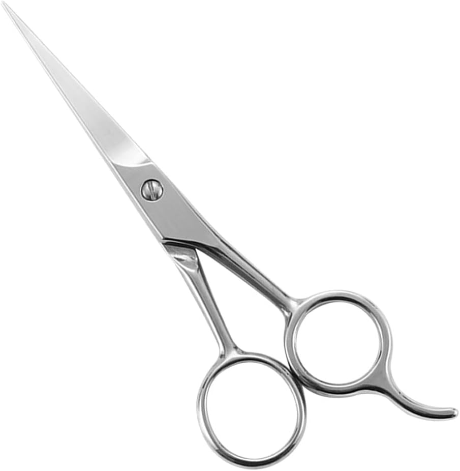 Toddmomy Straight Mustache Trimming Scissors: 12.5cm Stainless Steel Men's Beard Scissors for Cutting Beard, Mustache, Eyebrow, Nose Hair, Eyelashes Trimming