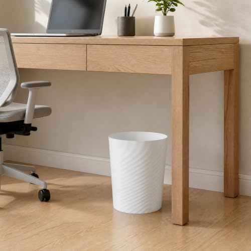 Image of UUJOLY Plastic Small Bathroom Trash Can Wastebasket Garbage Can, White