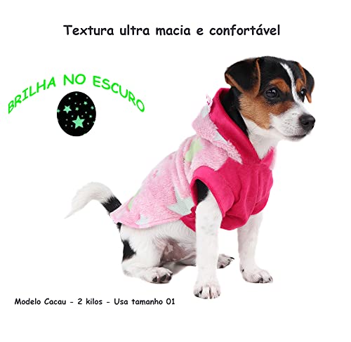 Pickorruchos Roupa Felpuda Puppy Magic Brilha no Escuro p/cães, Rosa, 04