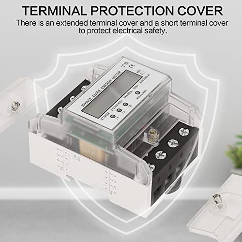 Stromzähler 3-Phasen 4-Draht Geeicht Drehstromzähler 230 / 400V 5-100A, LCD Digitaler Stromzähler Drehstromzähler Hutschiene für DIN Hutschiene Zwischenzähler Strom (3-Phasen 4-Draht)