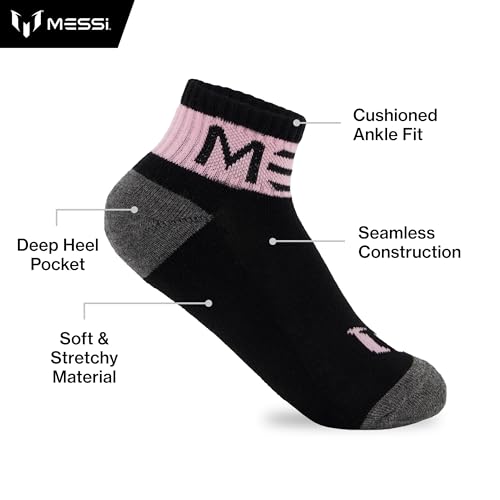 Image of Messi Boys' Lifestyle Ankle Socks, 6-pack, Soft & Stretchy, Comfortable