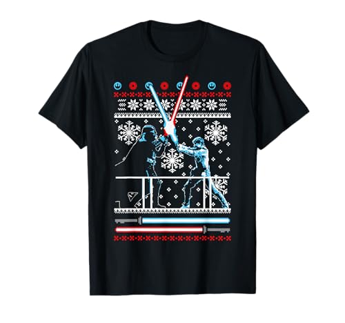 Image of Star Wars Vader Luke Duel Christmas Sweater Graphic T-Shirt T-Shirt