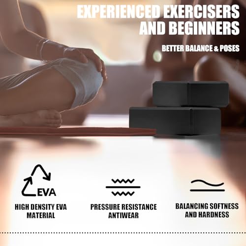 Septo 2 Pcs Yoga Blocks, 9x6x3 Inch Black Foam Blocks for Pilates by Septo - Image 5