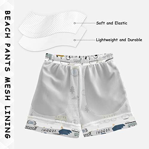 Boys Swim Trunks Summer Drawstring Toddler Swim Board Shorts Quick Dry Little Boys Bathing Suit Beach Hawaii Vacation Truck Bulldozer Excavator 3 Years #TOP3
