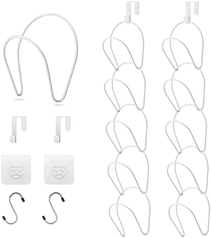 LINFIDITE 10 Pack Hat Rack Hanger Holder Organiser Closet Hanging Baseball Cap Display Storage Rack for Scarves Handbags Towels Clothes Ties Over Door Wall Mounted w Hanging Hook,White