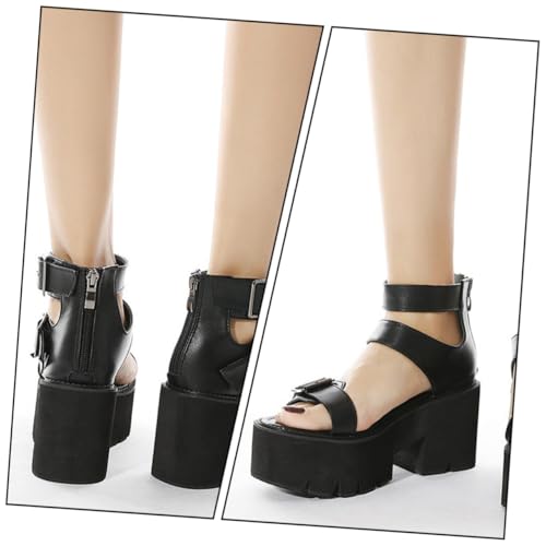 Sandales à talons hauts noirs OUNONA taille 40 avec semelle plateforme - 4