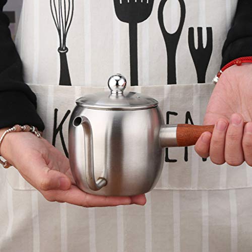 Horoshop Mini chaleira de café com gotejamento de aço inoxidável de 500 ml com cabo de madeira