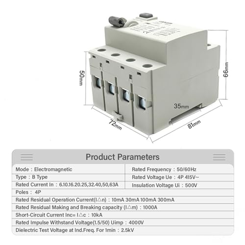 Disjoncteur différentiel 4P Type B 10A pour borne de recharge EV