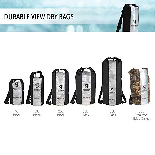 Geckobrands Durable View (30L Or 7.9 Gallon) Dry Bag, Pvc And Polyester Material, Shoulder Strap, Black #TOP2