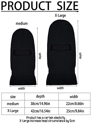 SATINIOR 1-Hole Knitted Full Face Cover Ski Mask, Adult Winter Balaclava Warm Knit Full Face Mask for Outdoor Sports Black, 38 x 22 cm/ 14.96 x 8.66 inches