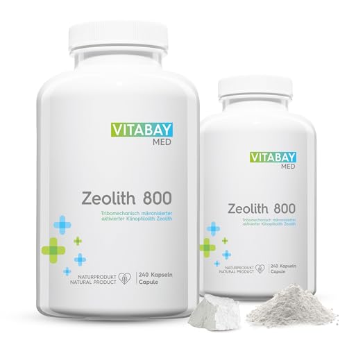 Vitabay Zeolith Kapseln hochdosiert 800-2x240 Detox Kapseln VEGAN & ORGANISCH - Klinoptilolith