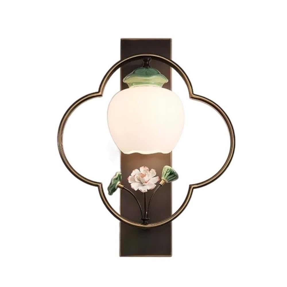 birene Wall Lamp New Chinese All Copper Wall Lamp, Living Room Aisle Bedside Lamp, Creative Leaf Wall Lamp