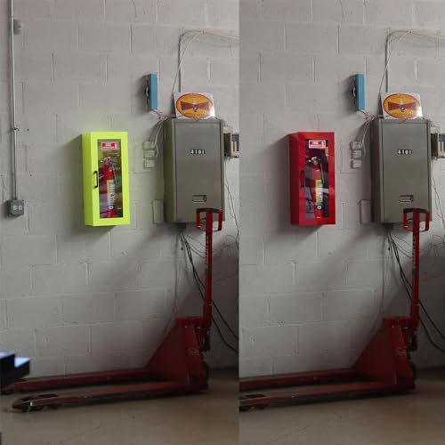 Fire Extinguisher Mount - Neon Cabinet with Door - 22 Gauge Steel, Powdercoat Finish, Metal Handle, Universal Wall Mountability - 5 -10 lb. Capacity - Made in USA - Extinguisher Not Included - Thumbnail 4