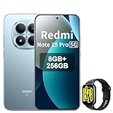 XIAOMI Redmi Note 15 Pro 5G Smartphone, 8 + 256 GB, 1,5 K AMOLED-Display, MediaTek Dimensity 7400-Ultra, 200-MP-Kamera, 6580-mAh-Akku, Gletscherblau, inklusive Smart Watch