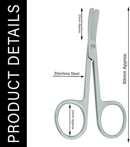 Spire Tools ® Baby Children's Kids Nail Scissors Safe Women Ladies toenails Manicure Multi-Purpose Stainless Steel Cuticle Pedicure Beauty Men Grooming Kit, Eyebrow, Eyelash, Dry Skin Curved Blade