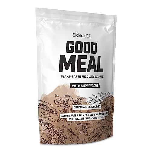 BioTechUSA Good Meal, high Fibre Drink Powder with Rice and Pea Protein, acai and Goji Berry Powder and Vitamins, no Added Sugar, 1 kg, Chocolate