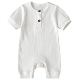 Kuriozud Newborn Infant Unisex Baby Boy Girl Button Solid Romper Bodysuit One Piece Jumpsuit Outfits