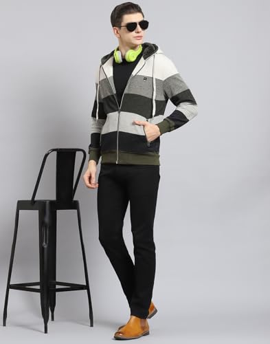 Image of Monte Carlo Beige Stripes Sweatshirt | Stylish Sweatshirt for Men | Soft Comfortable Casual Winter Wear for Men's