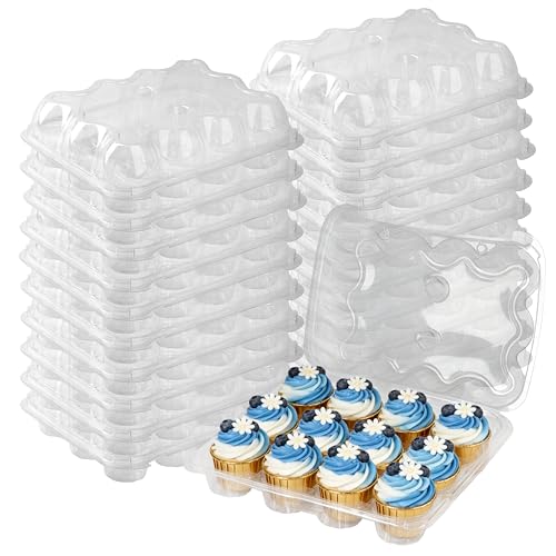 KitchenHex Cupcake Containers 12 Count (20 Sets) – Plastic Dozen