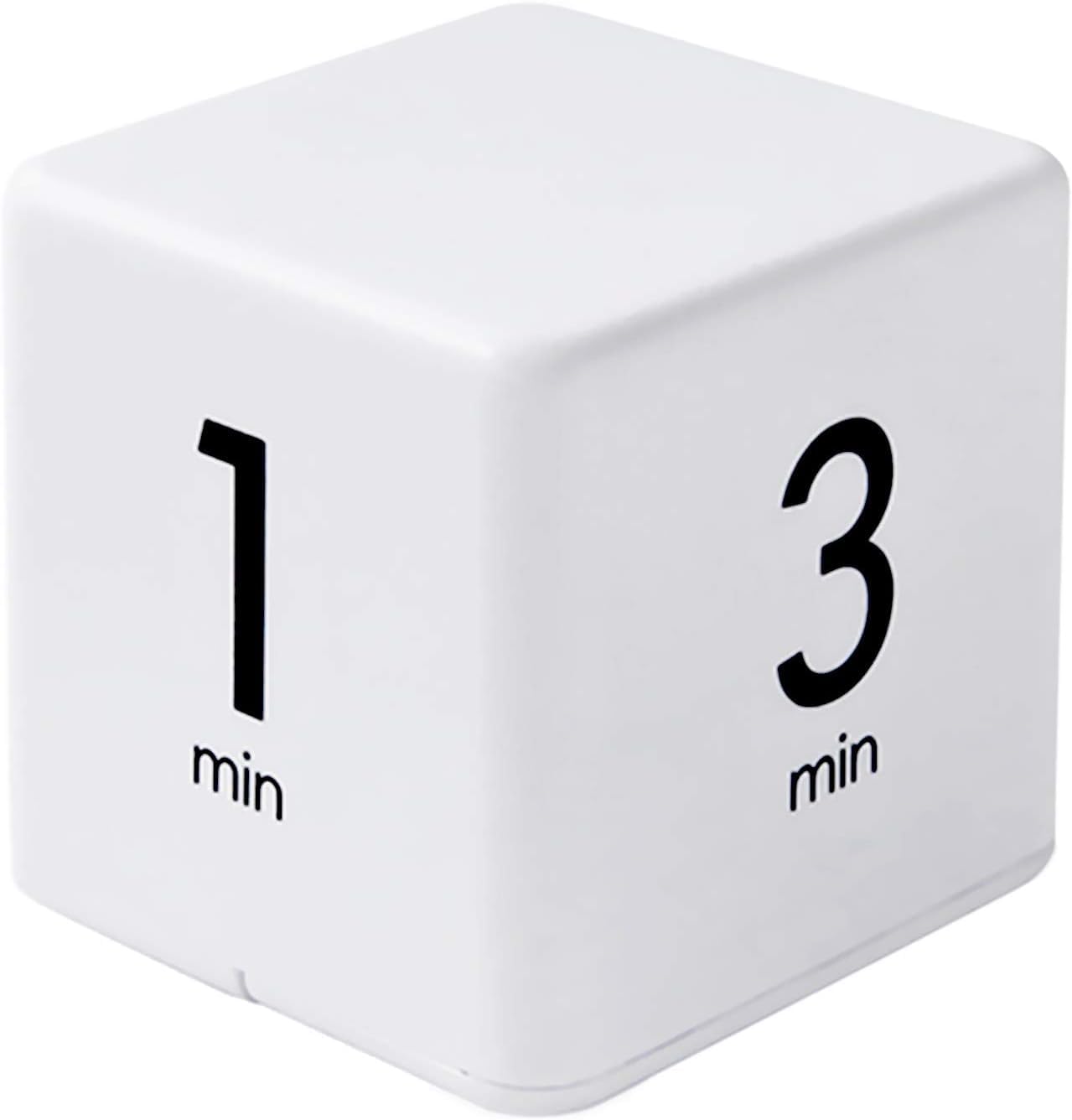 Cube Timer, Time, Kitchen Timer Kids Timer for ADHD Productivity Workout Flip Timer Classroom for StudyTime Countdown Management Settings 1/3 / 5/10 Minutes - White