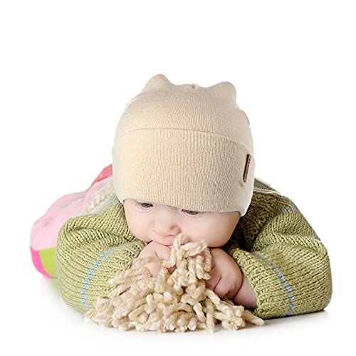Satinior 4 Pieces Baby Beanies Toddler Beanie Hat For Boys Girls Winter Spring Infant Cozy Hat (Dark Orange, Dark Gray, Black, Beige) #TOP1