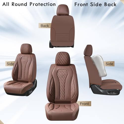 Image of Coverado Seat Covers Front Seats, Coffee Car Seat Covers 2 Pack, Driver Seat Cover, Luxury Automotive Seat Covers, Car Seat Cushion, Front Car Seat Covers Leather Seat Protector Fit for Most Cars