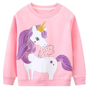 Funnymore Einhorn Rosa Mädchen Sweatshirt 8-9 Jahre