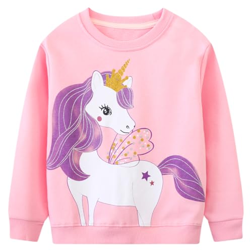Funnymore Einhorn Rosa Mädchen Sweatshirt 8-9 Jahre