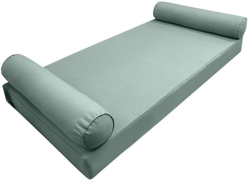 Prolinemax Style5 Queen Size 3PC Pipe Trim Outdoor Daybed Mattress Cushion Bolster Pillow Slip Cover Complete Set AD002