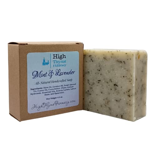 All-Natural Mint & Lavender Soap - Exfoliating Soap Made With Real Spearmint And Lemon Balm - Lavender & Peppermint Soap - Natural Lye Soap - Non Toxic Hand Soap - Mint & Lavender Hand Soap #TOP7
