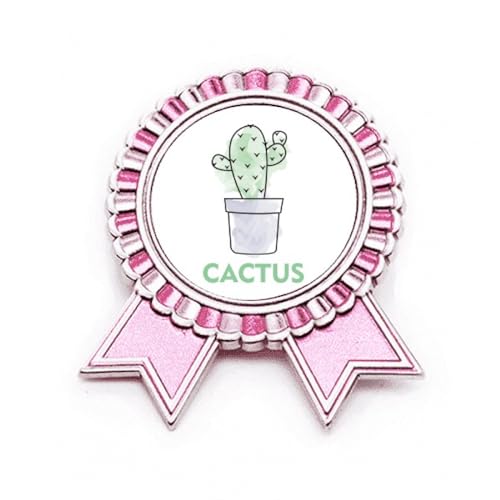 Pin's cactus en métal rose m, broche plante grasse pour vêtement