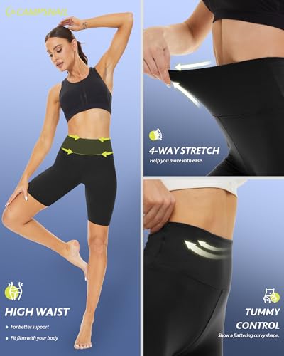CAMPSNAIL Workout Biker Shorts Women - 3"/5"/8" High Waisted Tummy Control Spandex Booty Volleyball Shorts for Yoga Dance