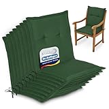 Beautissu Set de 8 Cojines sillas Jardin Loft NL - tumbonas mecedoras de balcón o Asiento Exterior con Respaldo bajo - 100x50x6 cm - Placas compactas de gomaespuma - Verde Oscuro