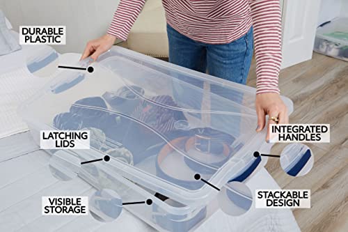 Rubbermaid Cleverstore Clear 41 Qt/10.25 Gal, Pack Of 4 Stackable Plastic Containers With Durable Latching Clear Lids, Visible Storage, Great For Craft, Tool, And Toy Storage #TOP4