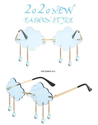 BOJOD Rimless Cute Sunglasses For Women Trendy Vintage Creative 90s Sunglasses Funny Cloud Shaped Disco Glasses 7