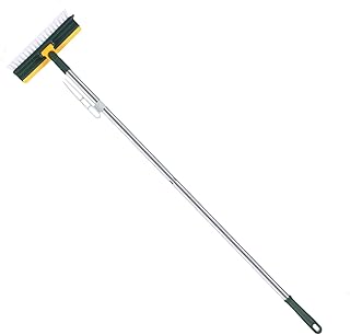 Cepillo de suelo con escobilla de goma, cepillo multiusos para suelo, cepillo giratorio de 180° con cerdas rígidas en forma de V para limpiar la ducha y el baño