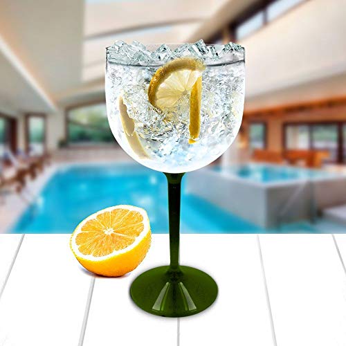 Taça Gin KrystalON Transparente Com Base Verde Acrílico PS 550 ml