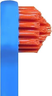 Yourdent-USA Splash Brush 200 - Cepillo de dientes mediano, 2 cabezas piramidales con cerdas triangulares de goma y mango flexible doblado, color azul
