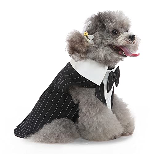 UOSIA Conjunto de smoking para cachorro pequeno e bandana, elegante, camisa de smoking para cachorro