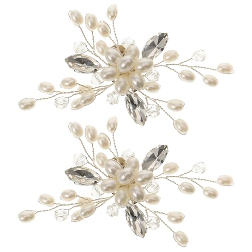 STOBOK Pearl Shoe Buckle Crystal Shoe Clips DIY Decoration for Wedding Party Favor High Heels Charms 1 Pair