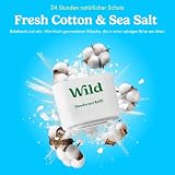 Wild - Natürliches nachfüllbares Deo - Aluminiumsalzfrei - Metallicblauer Deobehälter mit Nachfüll-Sortenpaket - Enthält Fresh Cotton & Sea Salt, Cherry Blossom, Coconut & Vanilla Düfte - Vegan