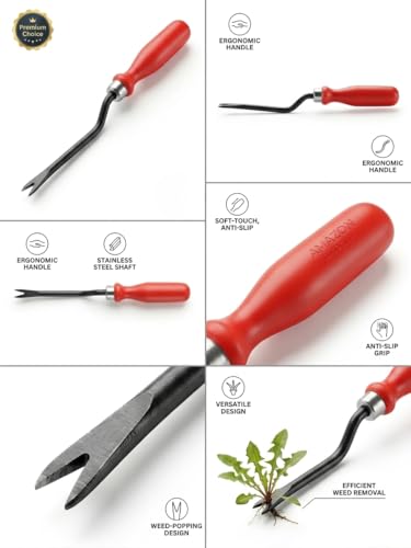 Image of Ocean Mart Hand Weeder - 1 Pc (Orange Handle, Black Blade) | Weed Remover Agriculture Tool for Gardens |Weeding Tool for Terrace Garden |Durable Hand Weeder|Plants Weeder for Lawn